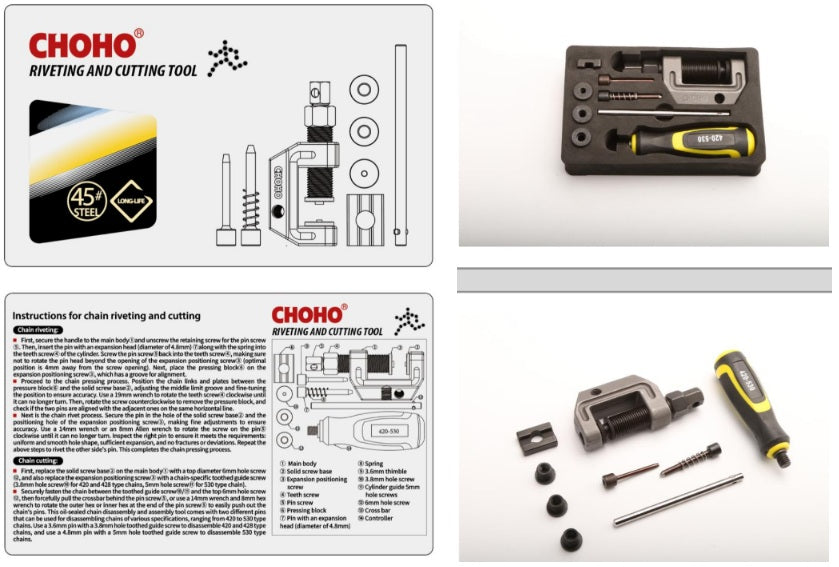 HERRAMIENTA DE CORTE Y REMACHADO DE CADENAS (420/ 428/ 520/ 525/ 530)