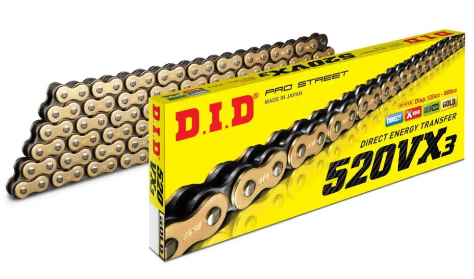 CADENA DID Xring 520VX3-120L DORADA (< 1000cc)