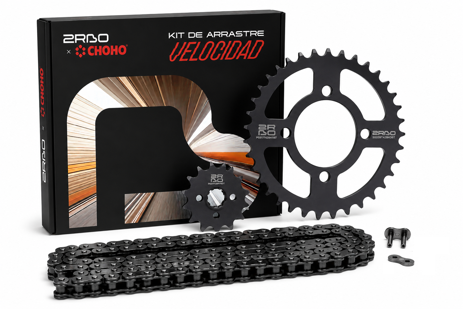 Kit de arrastre nkd 125 velocidad 2RBO | 38T/15T 428H-120L reforzado
