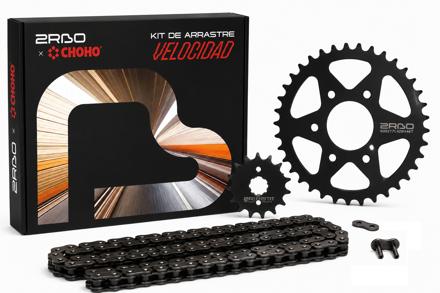 Kit de arrastre ns 200 racing velocidad 2RBO | 46T/17T 428HS-132L buje-Solido