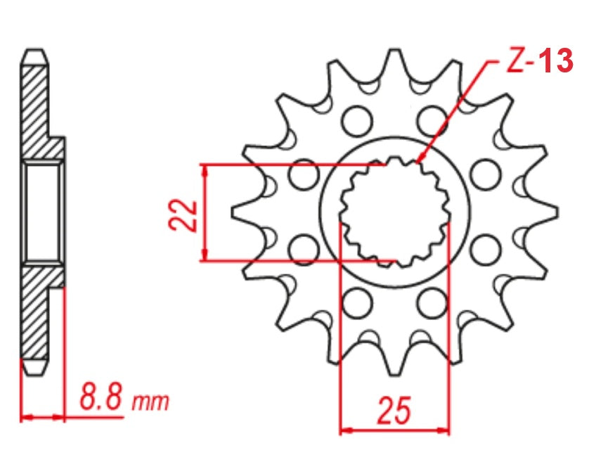 PIÑON MTX 520-13T KTM/ HUSQVARNA KTM SX/ EXC 250-350-450 / HUSQ FC/FE/TX