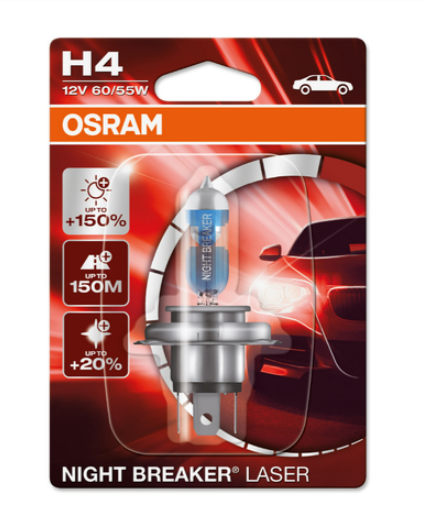 BOMBILLO FAROLA OSRAM NIGHT BREAKER LASER H4 P43T 60/55W (X1) BLIST