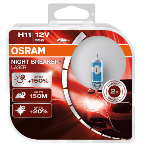 BOMBILLO FAROLA OSRAM NIGHT BREAKER LASER H11 PGJ19-2 55W (X2) HBOX